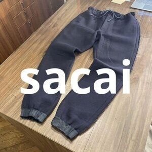 Sacai Japan Plaid Khaki Green Tapered Wool Drawstring Jogger Pants Size Medium M